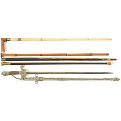 Two Cane Guns, Canes and a Sword