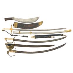 One Collins Engineer's Bolo and Four Swords