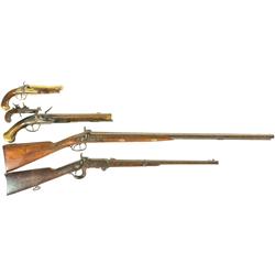 Two Long Guns and Three Handguns