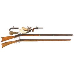 Two Percussion Pistols and Two Percussion Long Guns