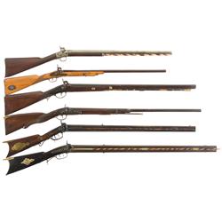Six Mostly Unmarked Percussion Rifles
