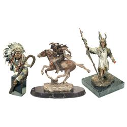 Three Native American Sculptures by Christopher Pardell