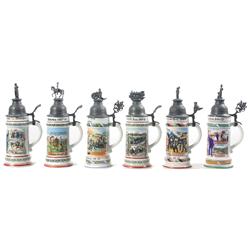 Six German Steins