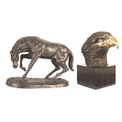Two Animal Themed Bronze Statues