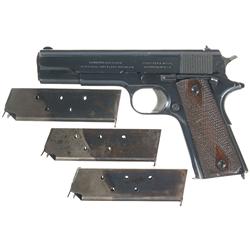 Early Production Colt Government Model Semi-Automatic Pistol with 3 Extra Magazines