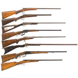 Seven European Single Shot Rifles and One Shotgun- A) Belgium Single Shot Rifle