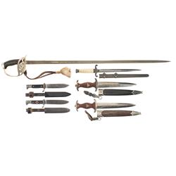 One German Sword, Two Knives and Three Daggers