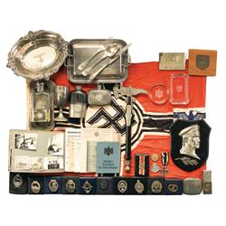 Large Group of Nazi and Imperial German Military Medals, Papers, Silver Items and Artifacts