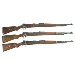 Three Nazi 98K Bolt Action Rifles