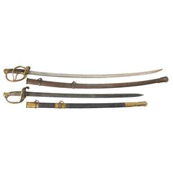 Civil War Model 1850 Foot Officer's Sword and Roby Model 1860 Light Cavalry Saber