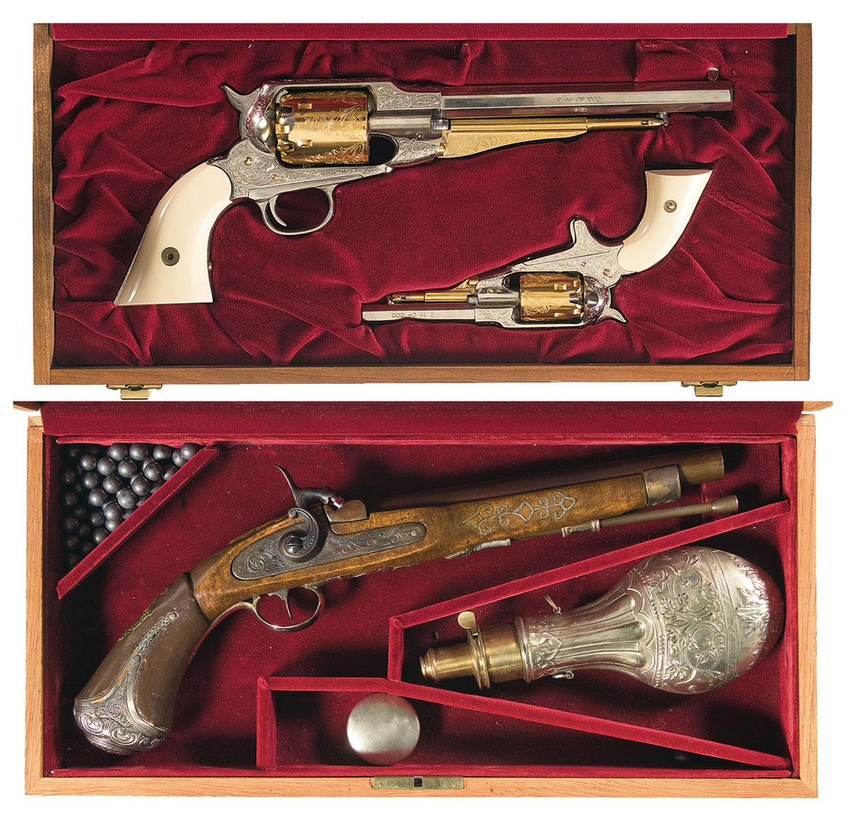 Cased Engraved Officer And Gentleman Percussion Revolvers