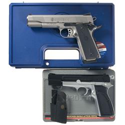 Two Cased Single Action Semi-Automatic Pistols