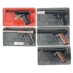 Five Cased Ruger Semi-Automatic Pistols