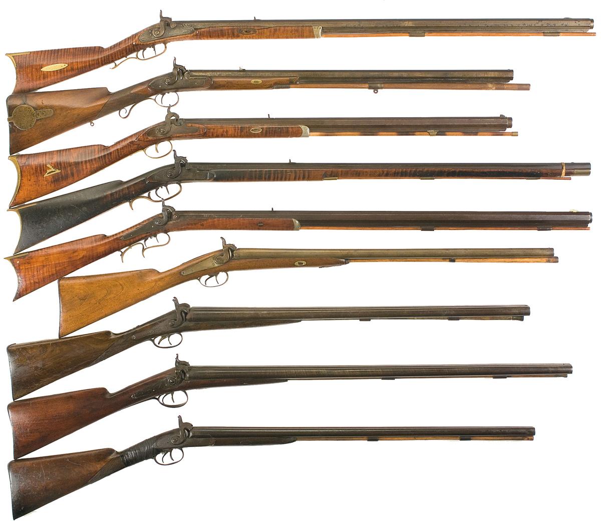 Five Percussion Rifles and Four Percussion Shotguns