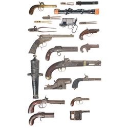Eleven Handguns and Two Cannons with Miscellaneous Items