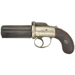 Joseph Wood English Double Action Revolving Pepperbox Pistol