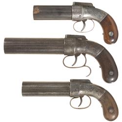 Three Allen & Thurber Bar Hammer Pepperbox Revolvers