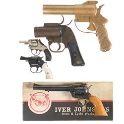 Three Revolvers and Two Flare Pistols