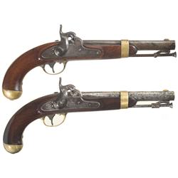 Two U.S. Martial Percussion Pistols