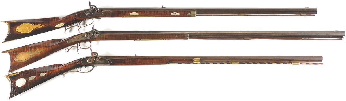 Three Antique Percussion Rifles