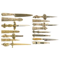 Assortment of Eight Decorative Knives, Daggers, and Letter Opener