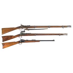 One Enfield Rifle and Two Springfield Trapdoors- A) Enfield Snider Mark II Breech Loading Rifle with