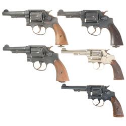 Five Smith & Wesson Double Action Revolvers