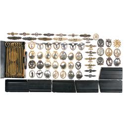 U.S. Squad Pistol Cleaning Kit, 6 Rifle Magazines and a Large Assortment of Reproduction Nazi Badges