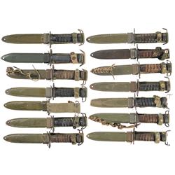 Fourteen Bayonets, Mostly U.S. M4, with Sheaths