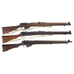Two Enfield Bolt Action Rifles and One Foraging Gun
