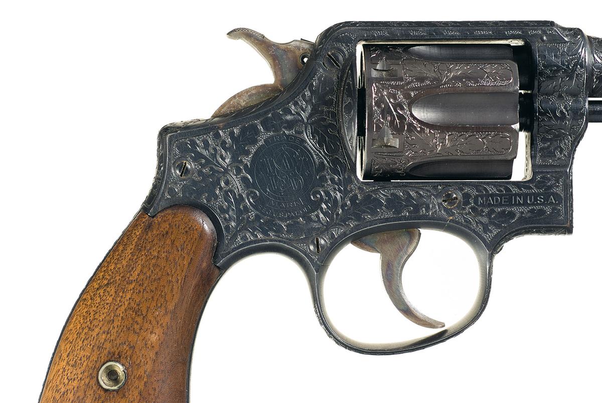 Custom Engraved Smith & Wesson Victory Model Double Action Revolver