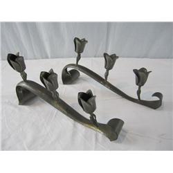 A14-136 PAIR OF ARTS & CRAFT PEWTER CANDLE STICKS