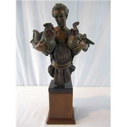 A44-20 AMUSING POLYCHROME BRONZE "CHICKEN CATCHER