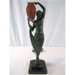 A44-15 ART DECO SPELTER FIGURAL LAMP