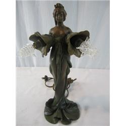 A44-5 ORIGINAL ART NOUVEAU SPELTER FIGURAL LAMP