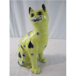 A44-39 GALLE STYLE CERAMIC CAT WITH GLASS EYES