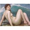 Image 4 : A45-18 SIGNED NUDE BY THE SEA PAINTING