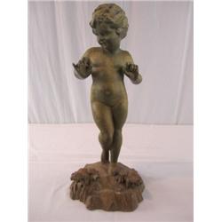 A45-7 PERIOD CAST IRON GARDEN STATUE SIGNED LYNCH