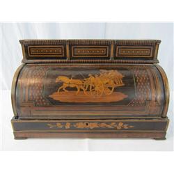 A44-37 ANTIQUE ITALIAN TRAVELING ROLL TOP DESK