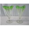 Image 1 : A45-10 PAIR OF STEUBEN GREEN GROTESQUE VASES