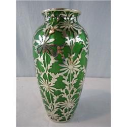 A45-25 SILVER OVERLAY LOETZ PAPERWEIGHT VASE