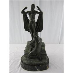 A31-13 BRONZE ART DECO DOUBLE FIGURINE