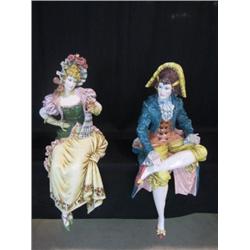 A45-23 PAIR OF MAJOLICA SHELF SITTERS