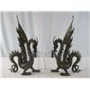 Image 1 : A44-33 PAIR OF BRONZE ANDIRONS OF DRAGONS