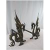 Image 2 : A44-33 PAIR OF BRONZE ANDIRONS OF DRAGONS