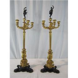 D35-1 PAIR OF FRENCH BRONZE CANDELABRAS
