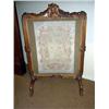 Image 1 : A14-46 CARVED WALNUT NEEDLEPOINT FIREPLACE SCREEN