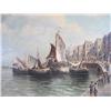 Image 4 : A6-10 HARBOR SCENE OIL PAINTING