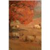 Image 2 : A14-29 OIL ON CANVAS PAINTING LANDSCAPE W/ SHEEP