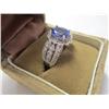 Image 2 : D32-1  14K WHITE GOLD TANZANITE & DIAMONDS RING